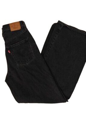Levi's Premium Ribcage Wide Leg Jeans Washed Black W26 L32 High Rise